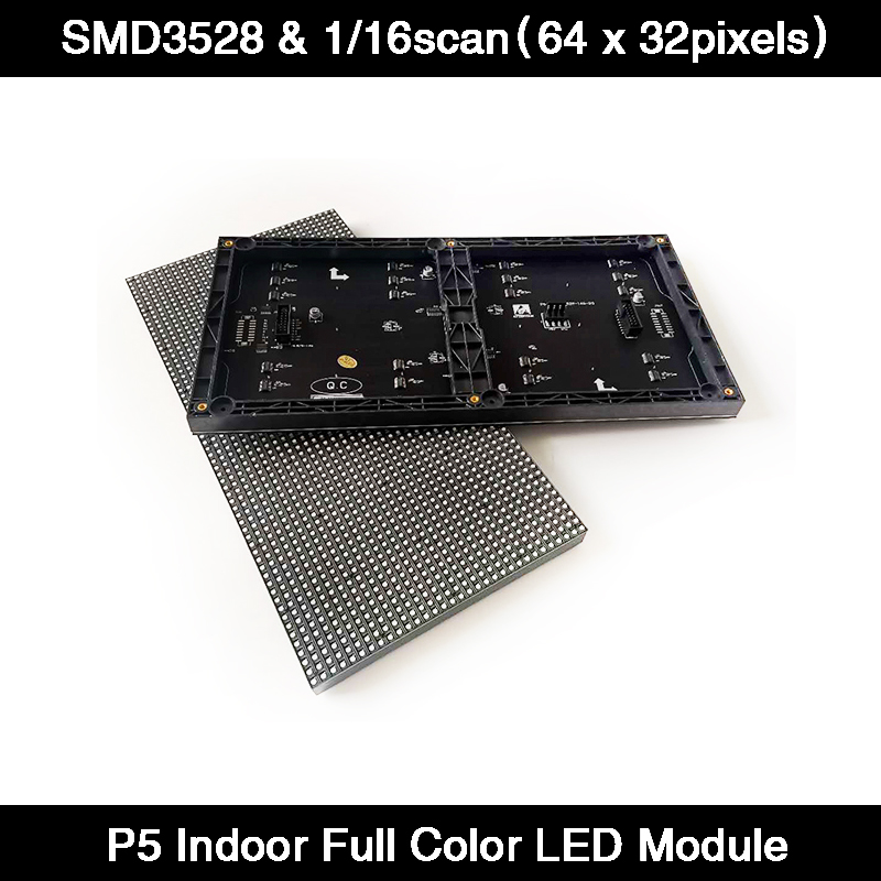 실내 P5 풀 컬러 LED 디스플레이 모듈 매트릭스 64x32 픽셀 SMD3528 HD RGB LED 패널 320mm x 160mm